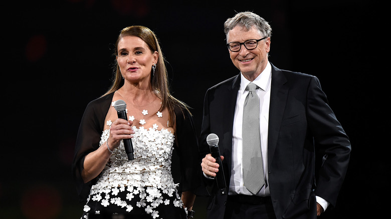 Bill and Melinda Gates speak onstage 