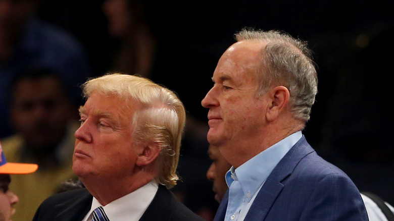 Donald Trump and Bill O'Reilly attend the game between the New York Knicks and the Cleveland Cavaliers at Madison Square Garden 2014