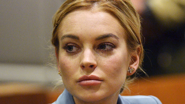 Lindsay Lohan looking to the side