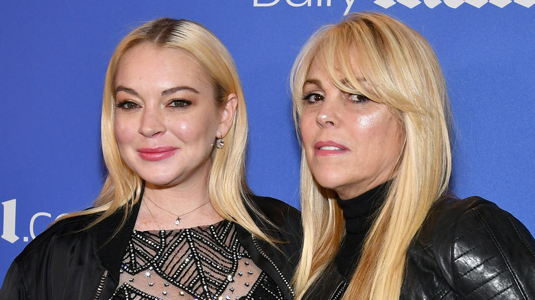 Dina and Lindsay Lohan posing together