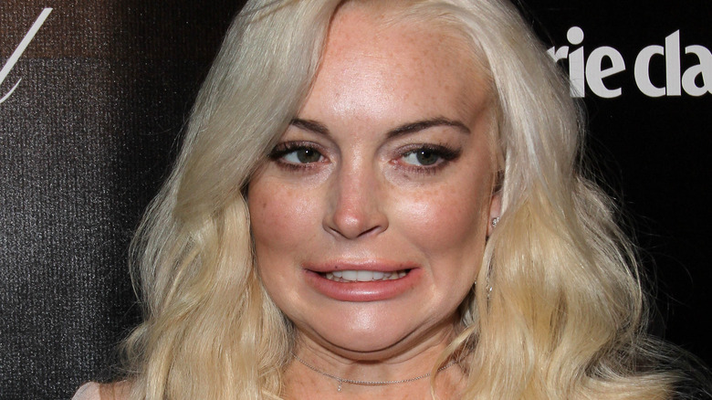 Lindsay Lohan grimacing