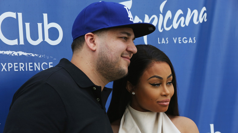 Rob Kardashian and Blac Chyna smiling