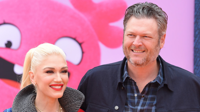 Gwen Stefani and Blake Shelton smiling