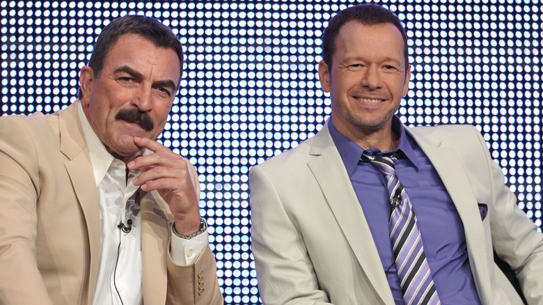 Donnie Wahlberg Tom Selleck beige suits