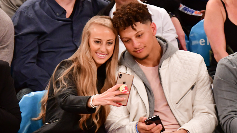 Brittany Mahomes taking selfie with Patrick Mahomes