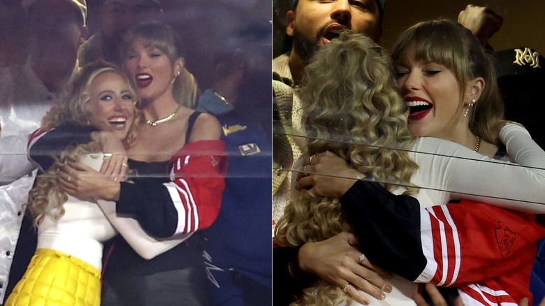 Brittany Mahomes and Taylor Swift hugging