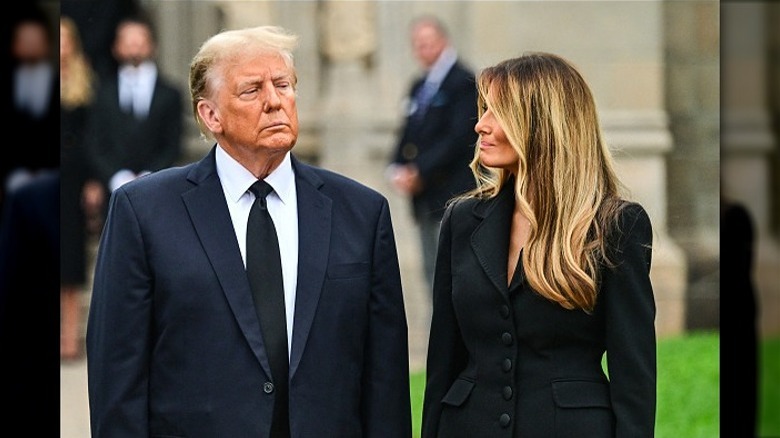 Donald and Melania Trump looking at each other