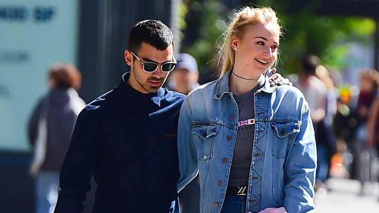 Joe Jonas and Sophie Turner walking