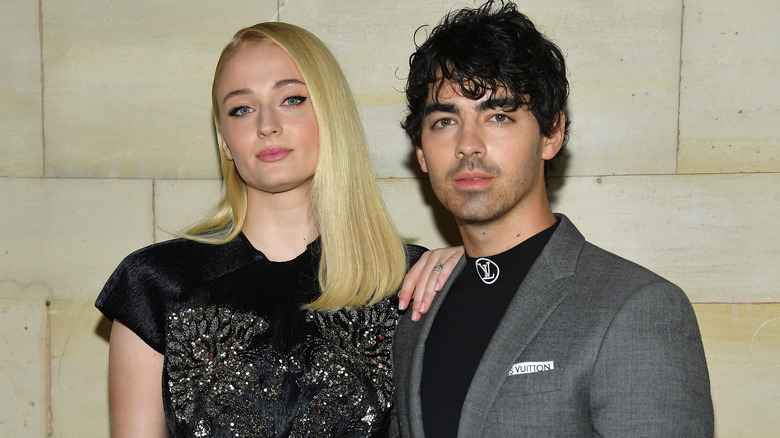 Joe Jonas and Sophie Turne posing