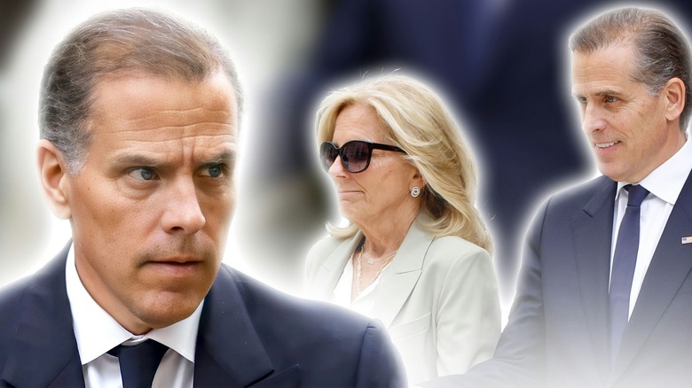 Side by side photos of Hunter Biden, and Dr. Jill Biden and Hunter Biden