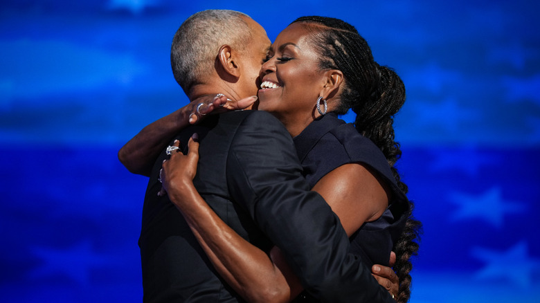 Barack Obama Michelle Obama DNC Hug