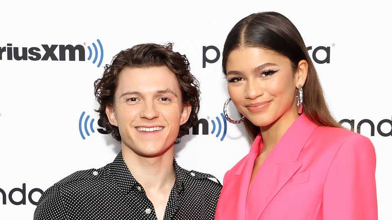 Tom Holland and Zendaya pose together at SiriusXM's Town Hall