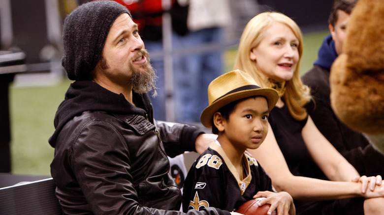 Brad Pitt at a Saints game