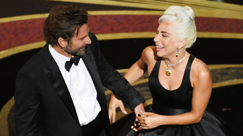 Bradley Cooper and Lady Gaga performing onstage during the 91st Annual Academy Awards