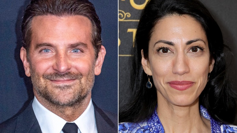 Bradley Cooper and Huma Abedin split image