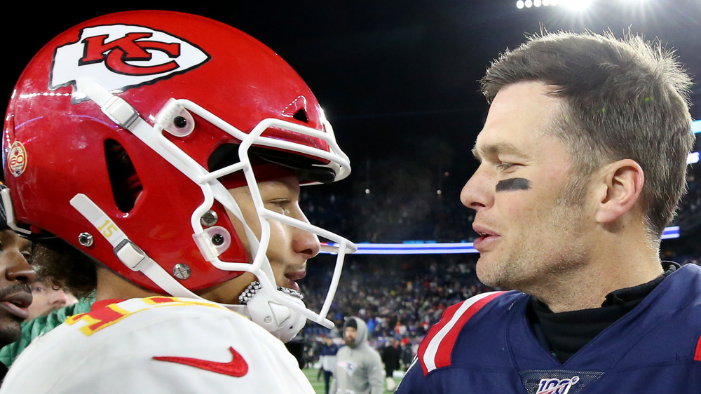 Patrick Mahomes and Tom Brady talking after Super Bowl LV