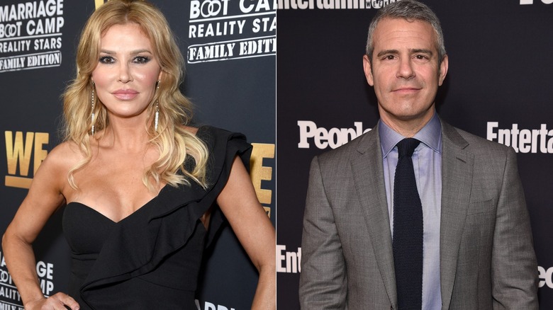 Split image of Brandi Glanville and Andy Cohen smiling in close-up