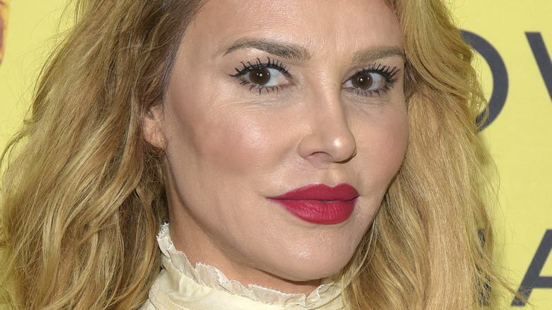 Brandi Glanville wearing red lipstick