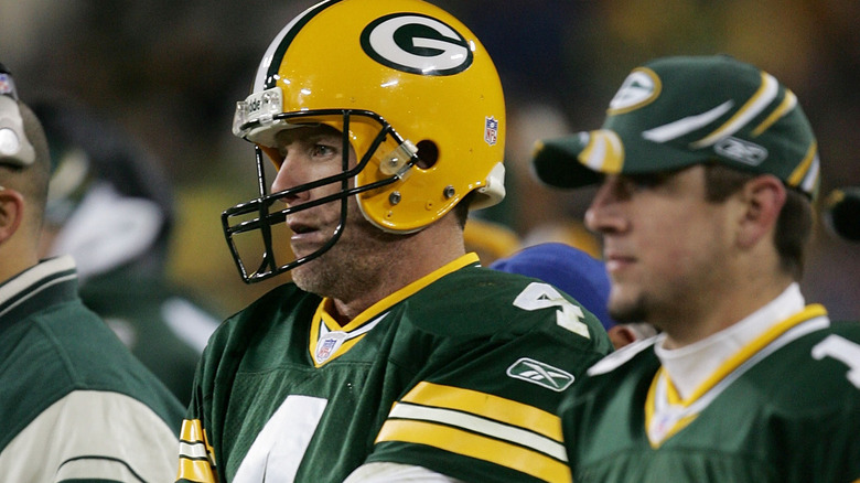 Brett Favre and Aaron Rodgers in 2005