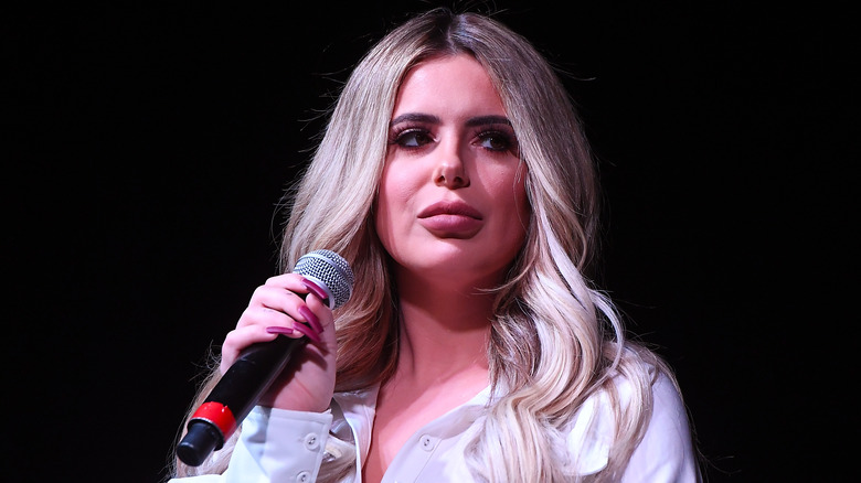 Brielle Biermann speaks on stage