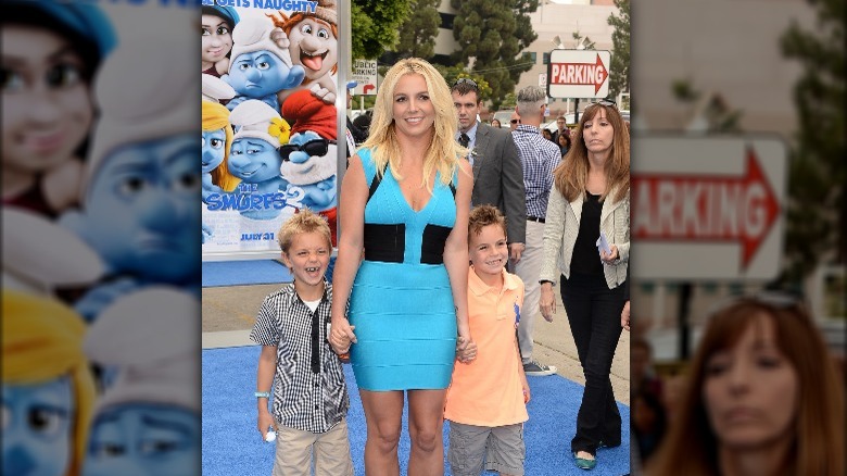 Britney Spears with her sons Sean Preston and Jayden James at 'The Smurfs' premiere