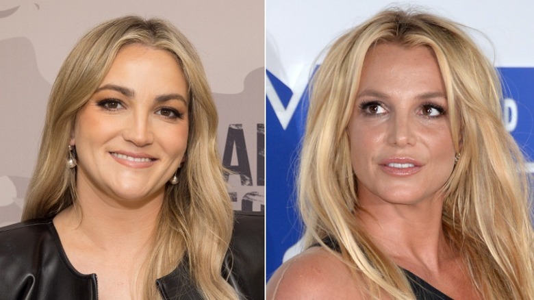 Britney Spears and Jamie Lynn Spears posing, separate photos