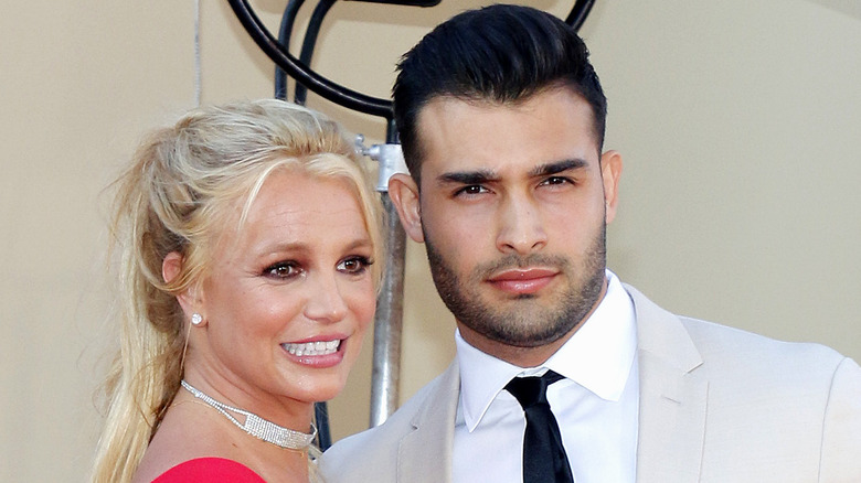 Britney Spears and Sam Asghari pose on red carpet