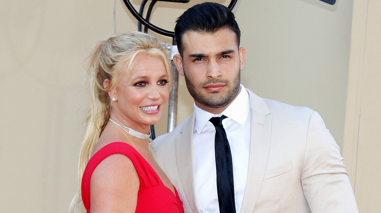 Britney Spears and Sam Asghari posing