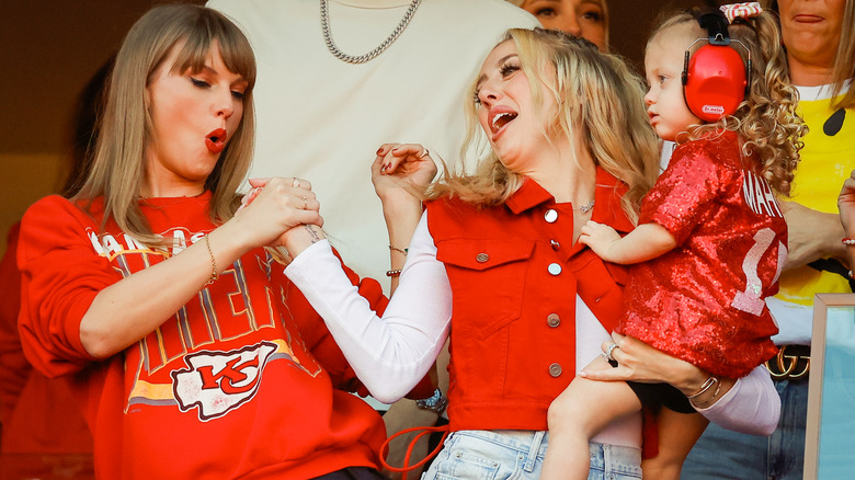 Taylor Swift and Brittany Mahomes at an NFL game