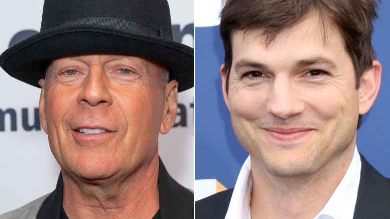 Bruce Willis; Ashton Kutcher smiling