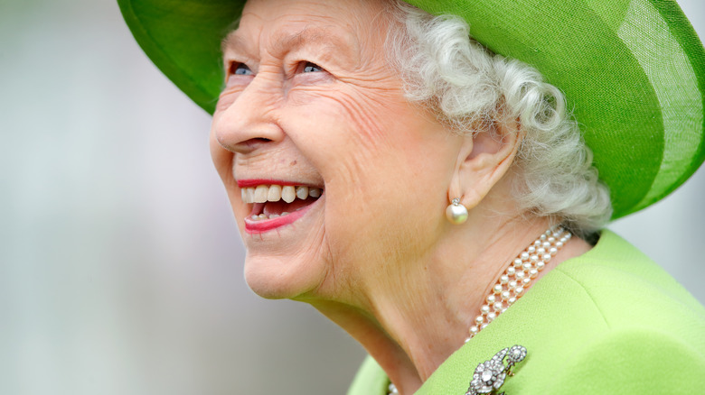 Queen Elizabeth smiling in 2021