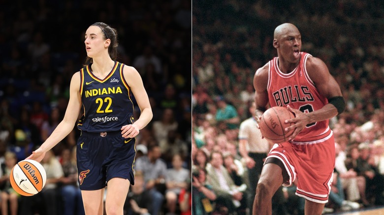 Caitlin Clark and Michael Jordan side by side