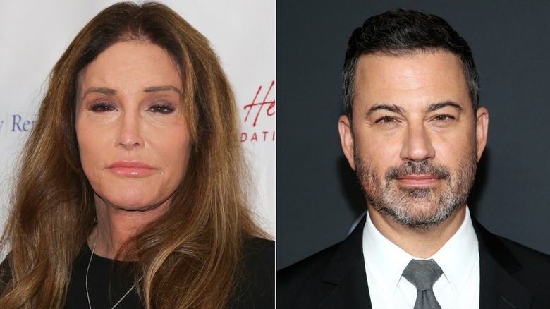 Caitlyn Jenner posing and Jimmy Kimmel posing 