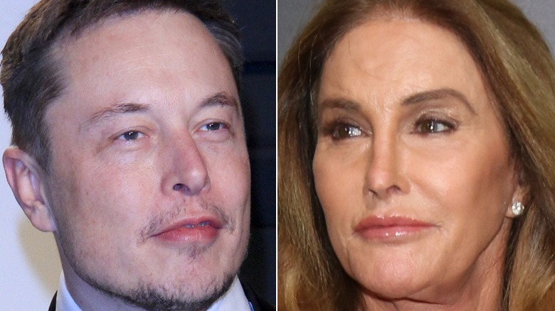 Elon Musk and Caitlyn Jenner pose for photographers in split image