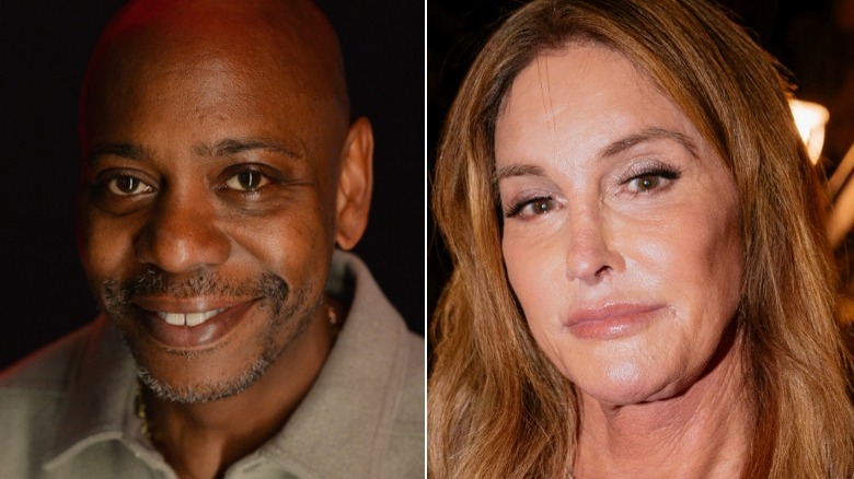 A split image of Dave Chappelle and Caitlyn Jenner