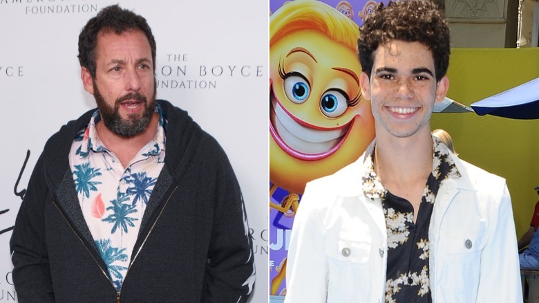 Adam Sandler posing at event for The Cameron Boyce Foundation and Cameron Boyce smiling on red carpets