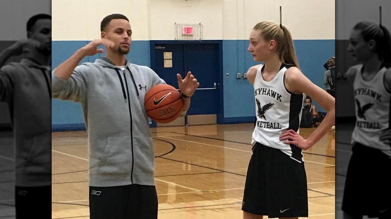 Steph Curry coaching Cameron Brink