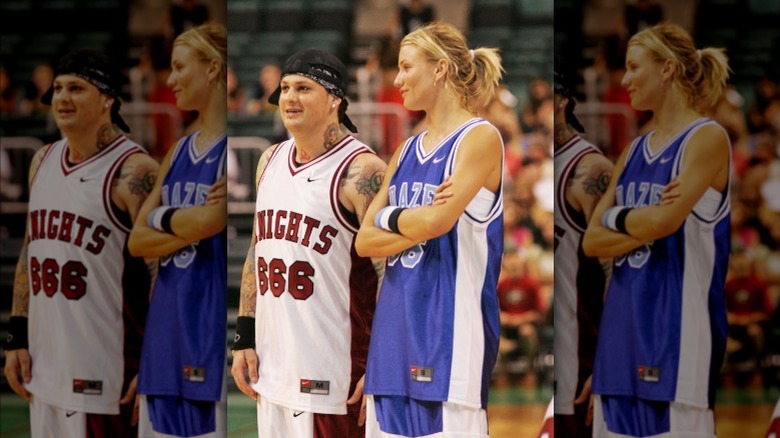 Benji Madden and Cameron Diaz participating in charity game