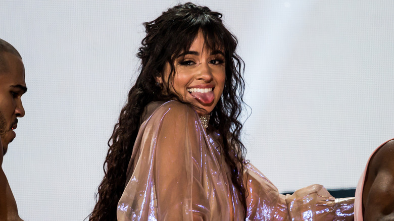 Camila Cabello sticking out her tongue