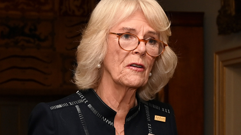 Camilla Parker Bowles giving a talk