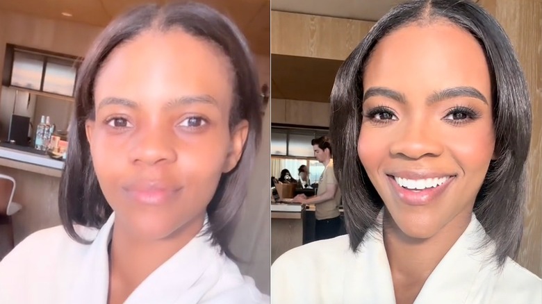 Candace Owens without and with makeup