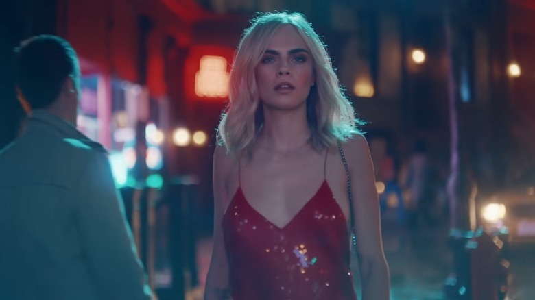 Cara Delevingne in a Jimmy Choo ad, walking