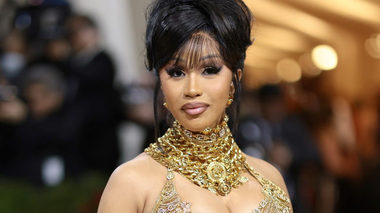 Cardi B smiling at the 2022 Met Gala