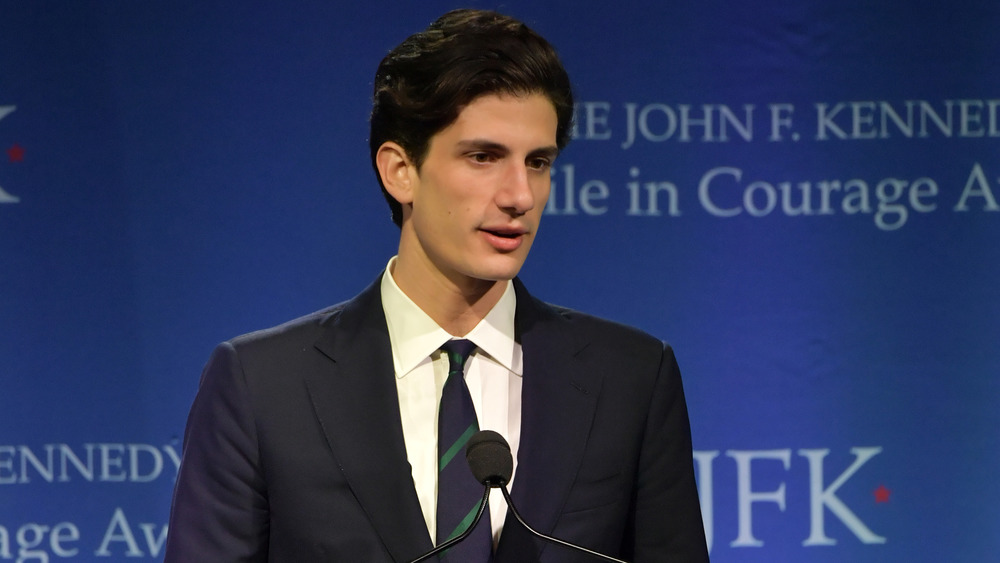 Jack Schlossberg speaking at a podium