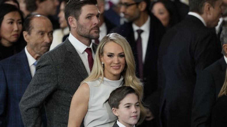 Mike Fisher, Carrie Underwood, and son Isaiah attend the inauguration ceremony of President Donald Trump in Washington, DC (2025)