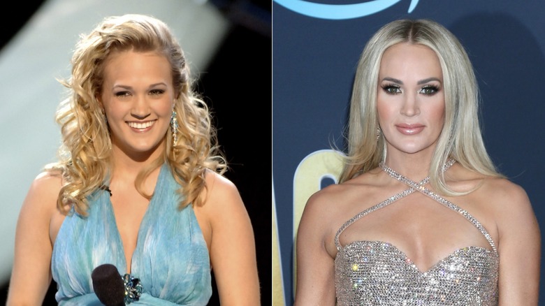 Carrie Underwood early in her career and after worldwide fame