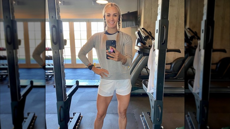 Carrie Underwood taking a selfie at the gym.