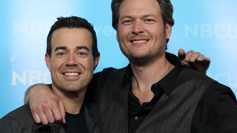 CARSON DALY & BLAKE SHELTON arriving to TCA Winter Press Tour 2012