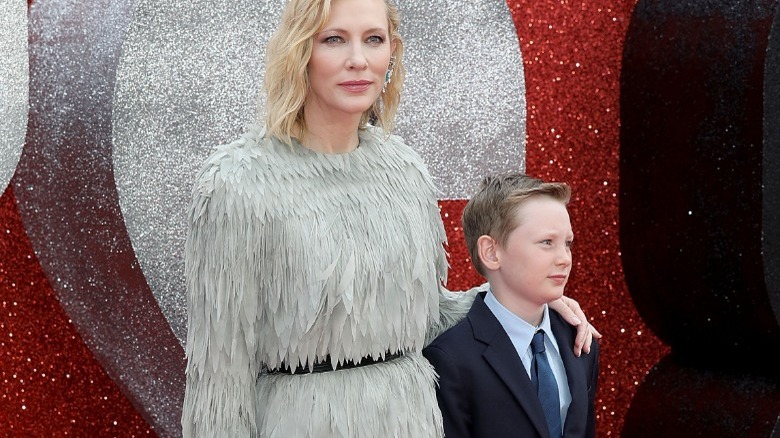 Cate Blanchett and son on a red carpet