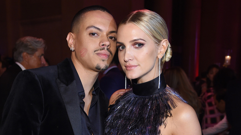 Evan Ross and Ashlee Simpson posing